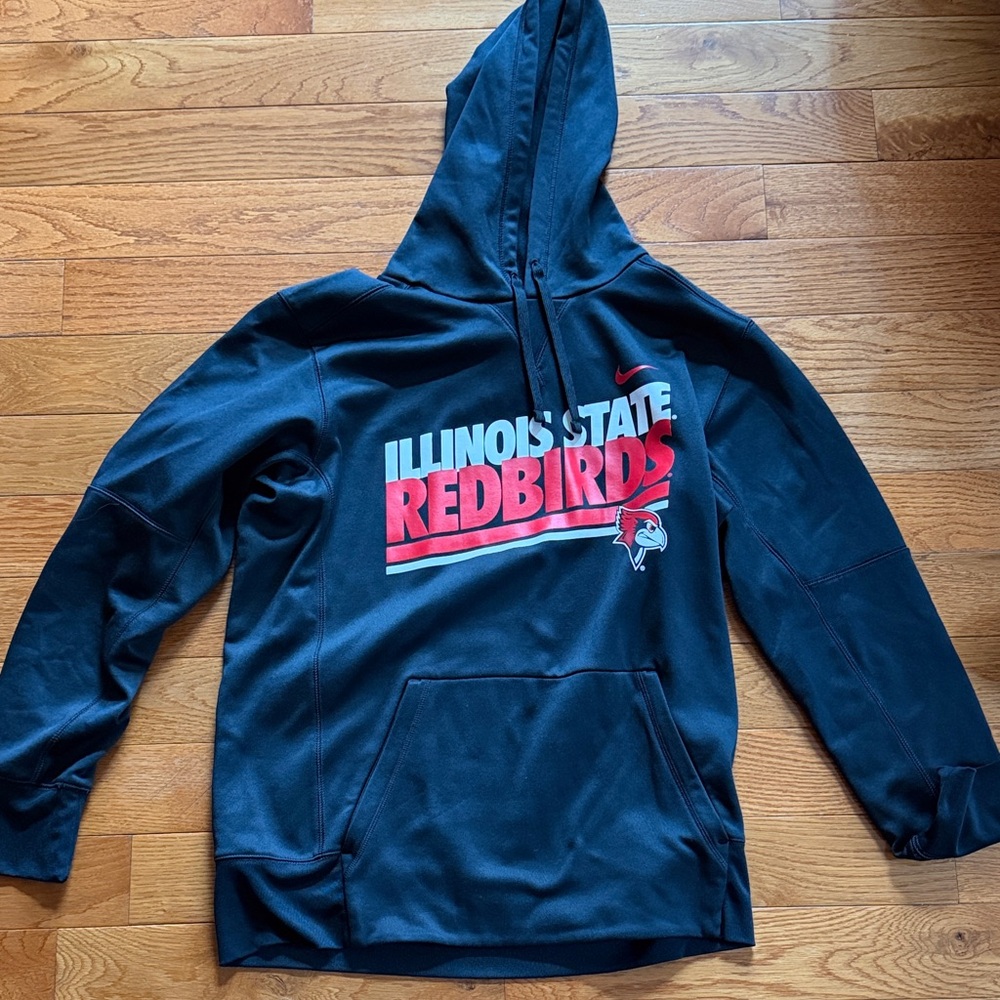 Nike Black Hoodie with Red and White Illinois State Design